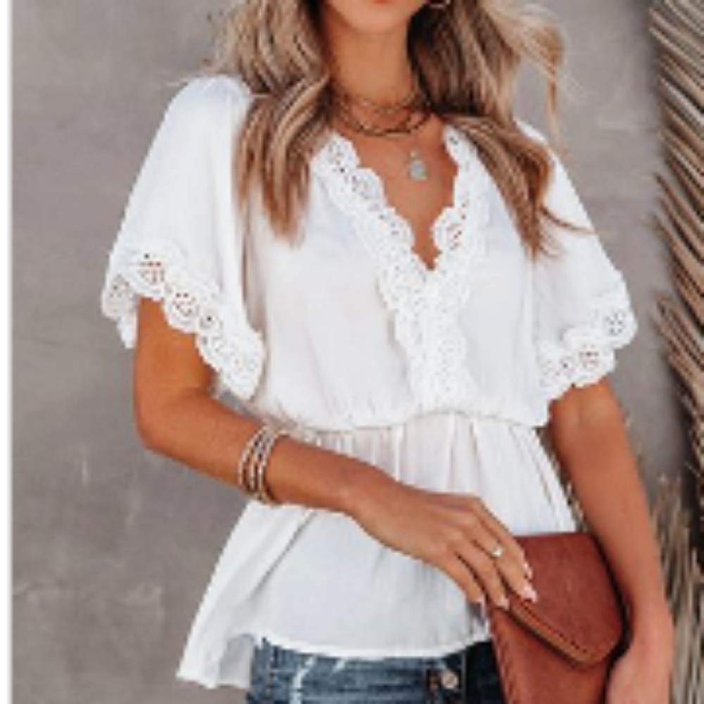 White lace peplum top